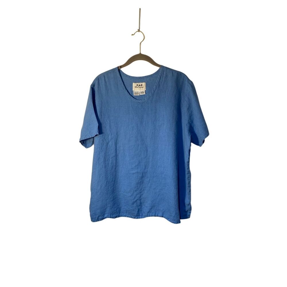 Flex by Jeannie englehart 100% linen women’s blue lagenlook top M